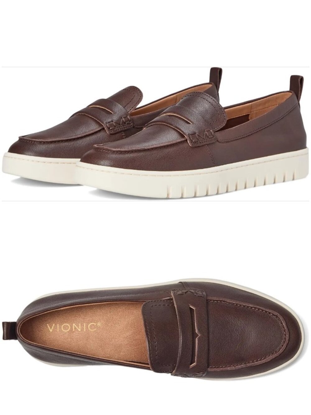 Vionic Uptown Penni Lofers sz 9 brown leather  NWOT